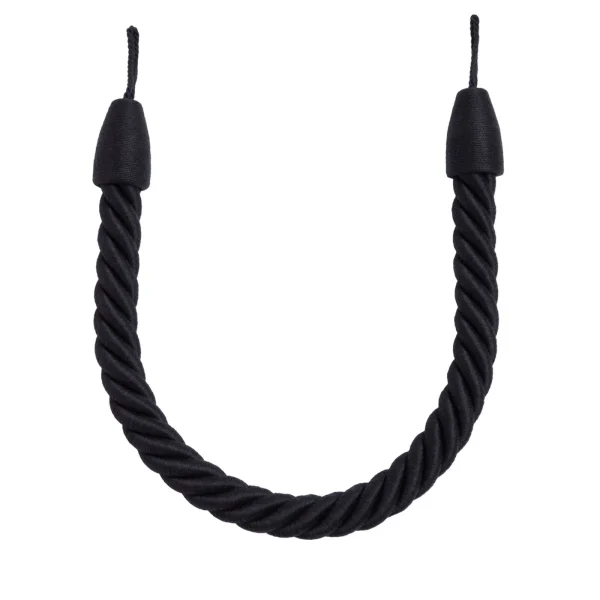 Black Linen Curtain Cable Holdback