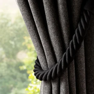 Natural Black Linen Curtain Holdback